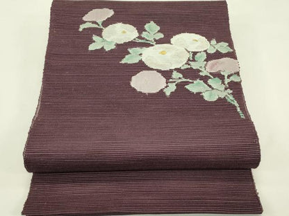平和屋着物＊夏物　八寸名古屋帯　菊　金銀糸　正絹　逸品　CABI5599rv