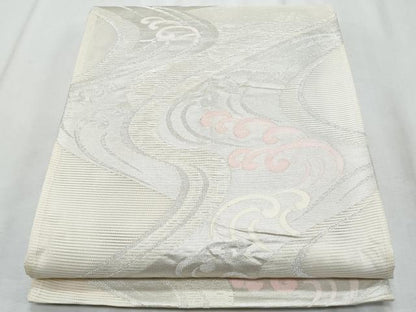 平和屋着物＊夏物　六通柄袋帯　立波文　銀糸　正絹　逸品　CABI5607fb