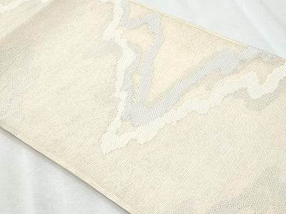 平和屋着物＊夏物　六通柄袋帯　流線文　銀糸　正絹　逸品　CABI5614fb