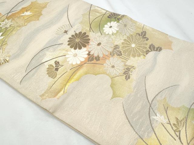 平和屋着物＊夏物　六通柄袋帯　唐織　枝菊文　金糸　正絹　逸品　CABI5617fb