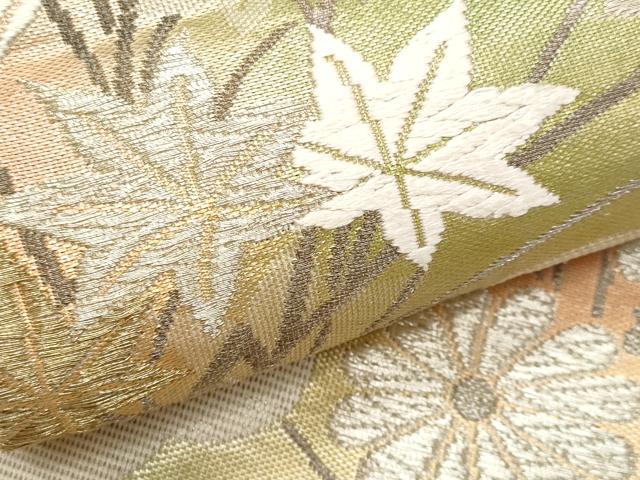 平和屋着物＊夏物　六通柄袋帯　唐織　枝菊文　金糸　正絹　逸品　CABI5617fb