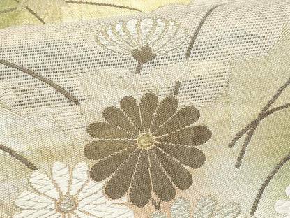 平和屋着物＊夏物　六通柄袋帯　唐織　枝菊文　金糸　正絹　逸品　CABI5617fb
