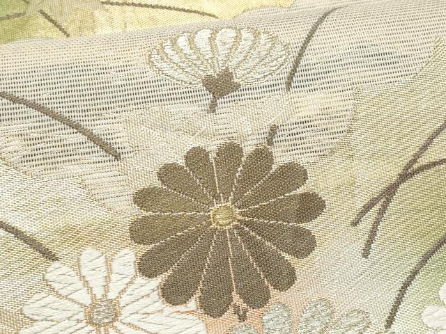 平和屋着物＊夏物　六通柄袋帯　唐織　枝菊文　金糸　正絹　逸品　CABI5617fb