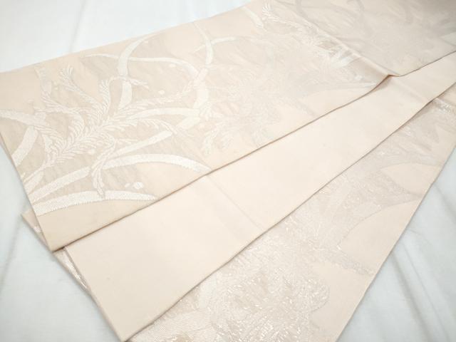 平和屋着物＊夏物　六通柄袋帯　枝葉文　銀糸　正絹　逸品　CABI5618fb