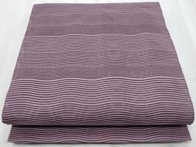平和屋着物＊夏物　八寸名古屋帯　絽綴れ　よろけ縞　浅紫色　正絹　逸品　CABI5625fb