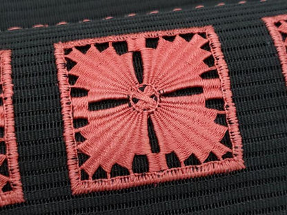 平和屋着物＊夏物　八寸名古屋帯　絽綴れ　ドロンワーク　横段花文　黒地　正絹　逸品　CABI5628fb