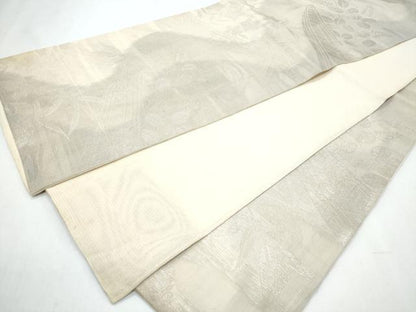 平和屋着物＊夏物　六通柄袋帯　舟　秋草文　銀糸　正絹　逸品　CABI5633fb
