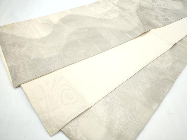 平和屋着物＊夏物　六通柄袋帯　舟　秋草文　銀糸　正絹　逸品　CABI5633fb