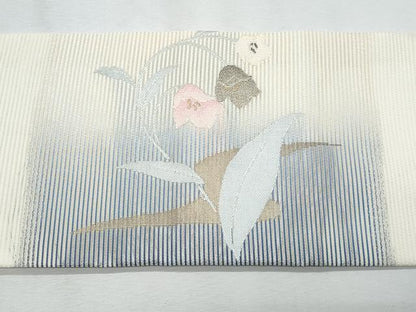 平和屋着物＊夏物　九寸名古屋帯　枝花文　金銀糸　正絹　逸品　CABI5634fb