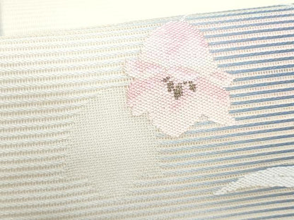 平和屋着物＊夏物　九寸名古屋帯　枝花文　金銀糸　正絹　逸品　CABI5634fb