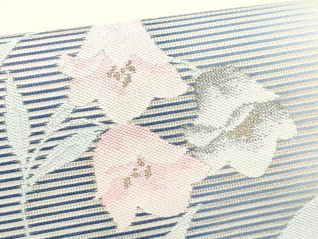 平和屋着物＊夏物　九寸名古屋帯　枝花文　金銀糸　正絹　逸品　CABI5634fb
