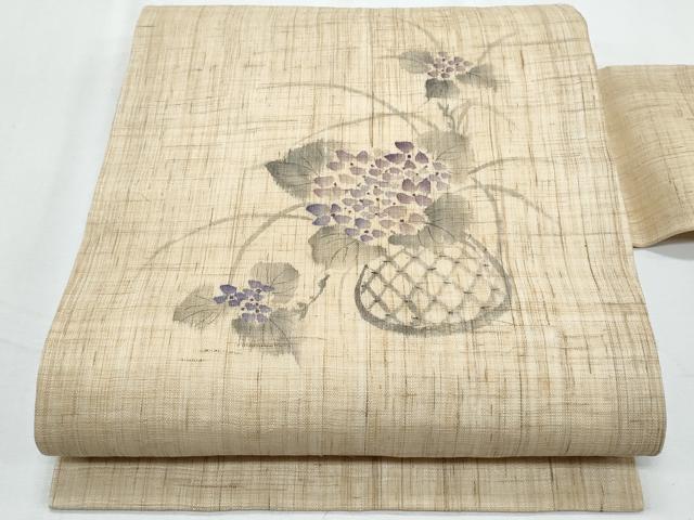 平和屋着物＊夏物　九寸名古屋帯　作家物　紫陽花　麻　逸品　CABI5635fb