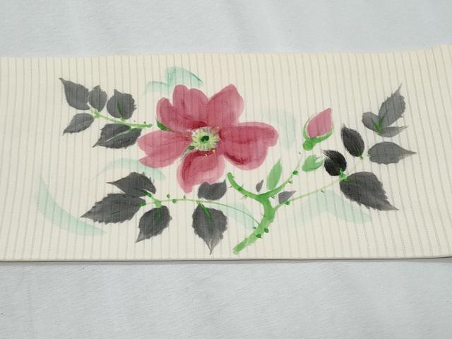 平和屋着物＊夏物　塩瀬　九寸名古屋帯　作家物　手描き　枝花文　正絹　逸品　CABI5639fb