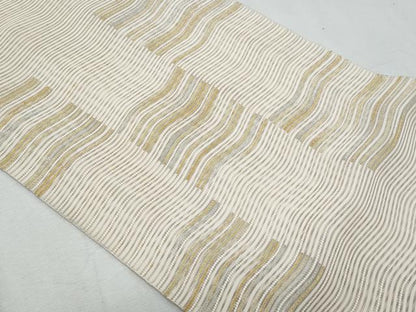 平和屋着物＊夏物　八寸名古屋帯　絽綴れ　よろけ縞　金糸　正絹　逸品　CABI5640fb