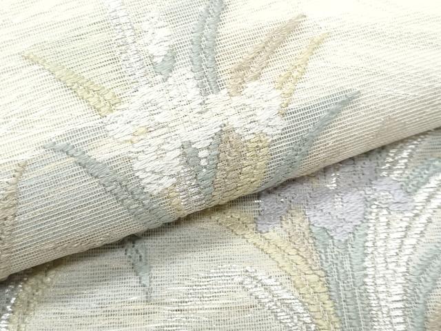 平和屋着物＊夏物　六通柄袋帯　唐織　杜若　銀糸　正絹　逸品　CABI5641fb