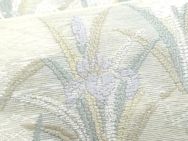平和屋着物＊夏物　六通柄袋帯　唐織　杜若　銀糸　正絹　逸品　CABI5641fb