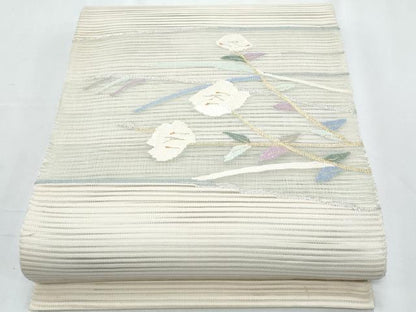 平和屋着物＊夏物　八寸名古屋帯　絽綴れ　枝花文　金銀糸　正絹　逸品　CABI5642fb