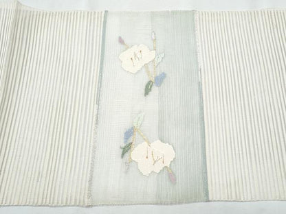 平和屋着物＊夏物　八寸名古屋帯　絽綴れ　枝花文　金銀糸　正絹　逸品　CABI5642fb