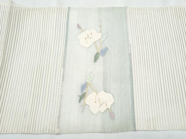 平和屋着物＊夏物　八寸名古屋帯　絽綴れ　枝花文　金銀糸　正絹　逸品　CABI5642fb