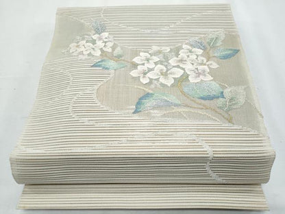 平和屋着物＊夏物　八寸名古屋帯　絽綴れ　枝花文　金銀糸　正絹　逸品　CABI5648fb