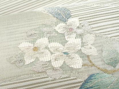 平和屋着物＊夏物　八寸名古屋帯　絽綴れ　枝花文　金銀糸　正絹　逸品　CABI5648fb