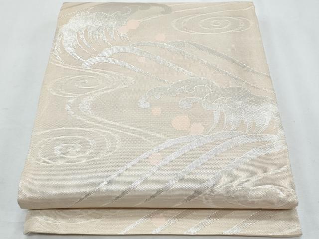 平和屋着物＊夏物　六通柄袋帯　立波文　銀糸　正絹　逸品　CABI5652fb
