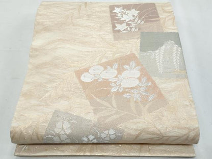 平和屋着物＊夏物　六通柄袋帯　色紙重ね花文　金銀糸　正絹　逸品　CABI5653fb