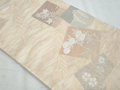 平和屋着物＊夏物　六通柄袋帯　色紙重ね花文　金銀糸　正絹　逸品　CABI5653fb