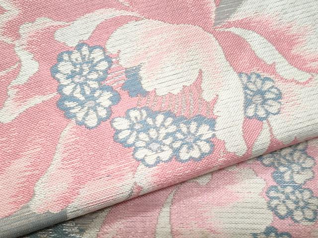 平和屋着物＊夏物　アンティーク　大正ロマン　全通柄　九寸名古屋帯　草花文　銀糸　正絹　逸品　CABI5655fb