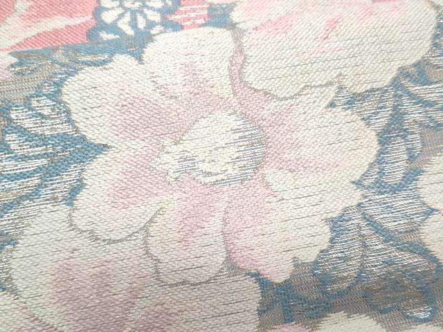 平和屋着物＊夏物　アンティーク　大正ロマン　全通柄　九寸名古屋帯　草花文　銀糸　正絹　逸品　CABI5655fb