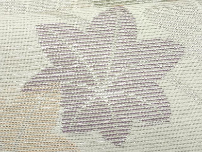 平和屋着物＊夏物　ワンタッチつけ帯　芝草楓文　銀糸　正絹　逸品　CABI5657fb