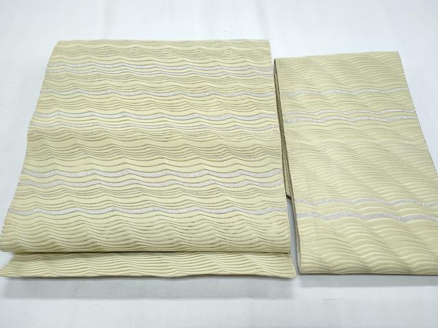 平和屋着物＊夏物　つけ帯　絽綴れ　変わり縞　銀糸　正絹　逸品　CABI5660fb