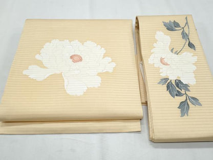 平和屋着物＊夏物　塩瀬　つけ帯　牡丹　正絹　逸品　CABI5668fb