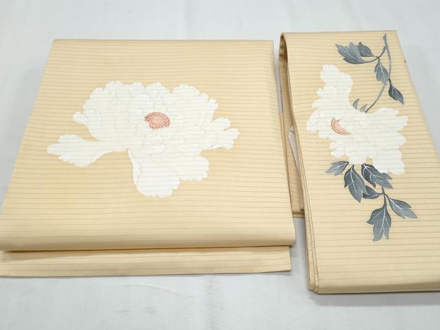 平和屋着物＊夏物　塩瀬　つけ帯　牡丹　正絹　逸品　CABI5668fb