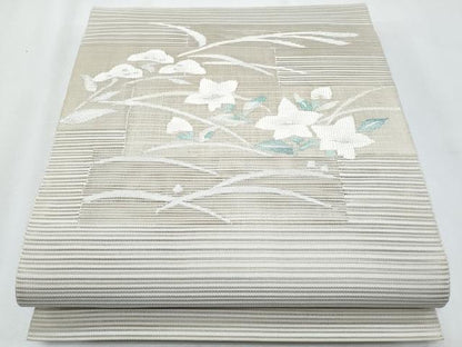平和屋着物＊夏物　八寸名古屋帯　絽綴れ　桔梗　銀糸　正絹　逸品　CABI5673fb