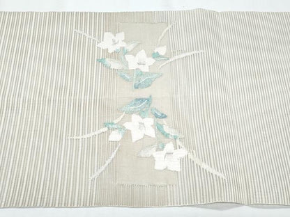 平和屋着物＊夏物　八寸名古屋帯　絽綴れ　桔梗　銀糸　正絹　逸品　CABI5673fb