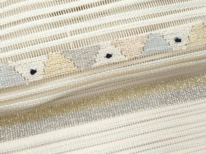 平和屋着物＊夏物　八寸名古屋帯　絽綴れ　横段文　金銀糸　正絹　逸品　CABI5677fb