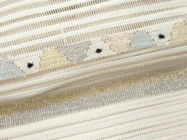 平和屋着物＊夏物　八寸名古屋帯　絽綴れ　横段文　金銀糸　正絹　逸品　CABI5677fb