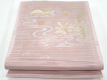 平和屋着物＊夏物　八寸名古屋帯　流水枝葉文　金銀糸　正絹　逸品　CABI5682fb