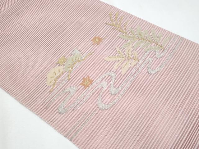 平和屋着物＊夏物　八寸名古屋帯　流水枝葉文　金銀糸　正絹　逸品　CABI5682fb