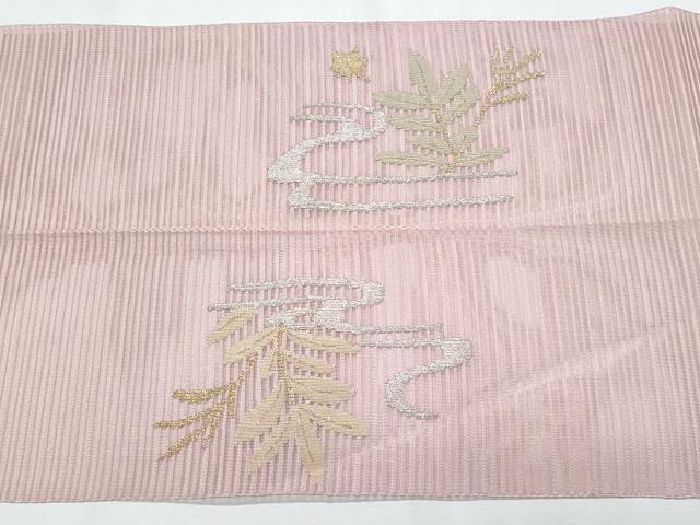 平和屋着物＊夏物　八寸名古屋帯　流水枝葉文　金銀糸　正絹　逸品　CABI5682fb