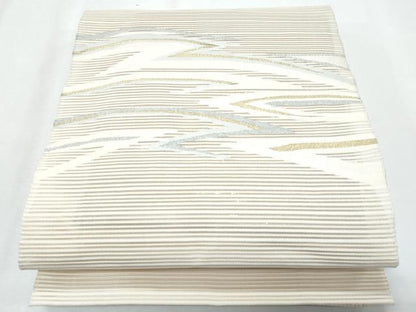平和屋着物＊夏物　八寸名古屋帯　絽綴れ　霞文　金糸　正絹　逸品　CABI5684fb