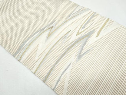 平和屋着物＊夏物　八寸名古屋帯　絽綴れ　霞文　金糸　正絹　逸品　CABI5684fb