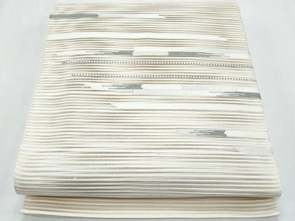 平和屋着物＊夏物　八寸名古屋帯　絽綴れ　横段文　銀糸　正絹　逸品　CABI5686fb