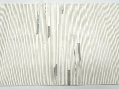平和屋着物＊夏物　八寸名古屋帯　絽綴れ　横段文　銀糸　正絹　逸品　CABI5686fb