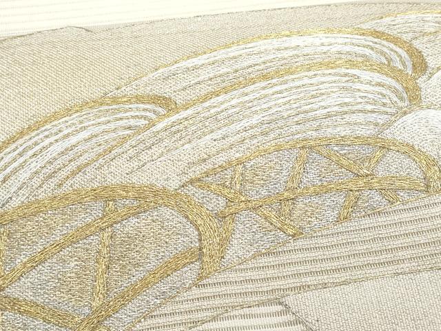 平和屋着物＊夏物　太鼓柄袋帯　絽綴れ　総刺繍　地紙重ね立波文　金銀糸　正絹　逸品　CABI5692fb
