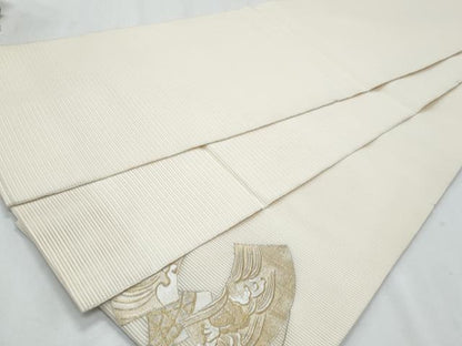 平和屋着物＊夏物　太鼓柄袋帯　絽綴れ　総刺繍　地紙重ね立波文　金銀糸　正絹　逸品　CABI5692fb