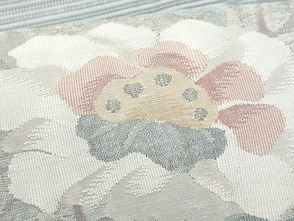 平和屋着物＊夏物　八寸名古屋帯　絽綴れ　枝花文　銀糸　正絹　逸品　CABI5694fb
