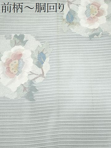 平和屋着物＊夏物　八寸名古屋帯　絽綴れ　枝花文　銀糸　正絹　逸品　CABI5694fb