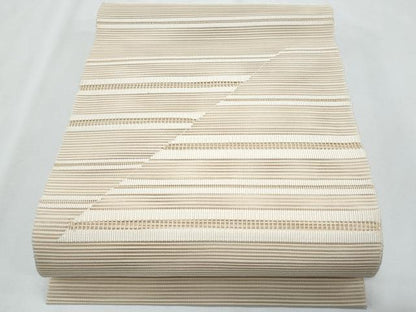 平和屋着物＊夏物　八寸名古屋帯　絽綴れ　横段文　亜麻色　正絹　逸品　CABI5696fb